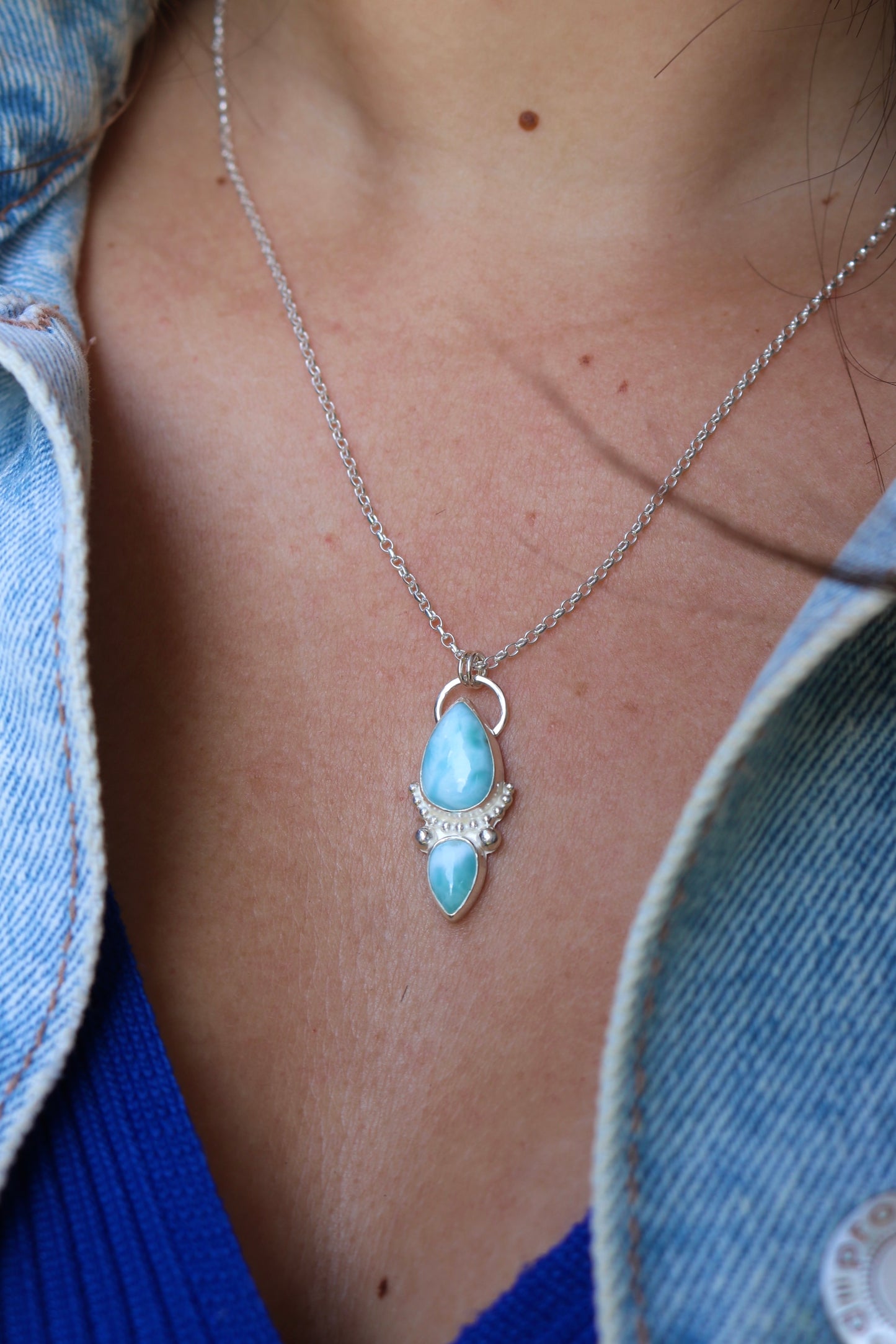 Collier - Talisman Océan - Larimar & Argent 925