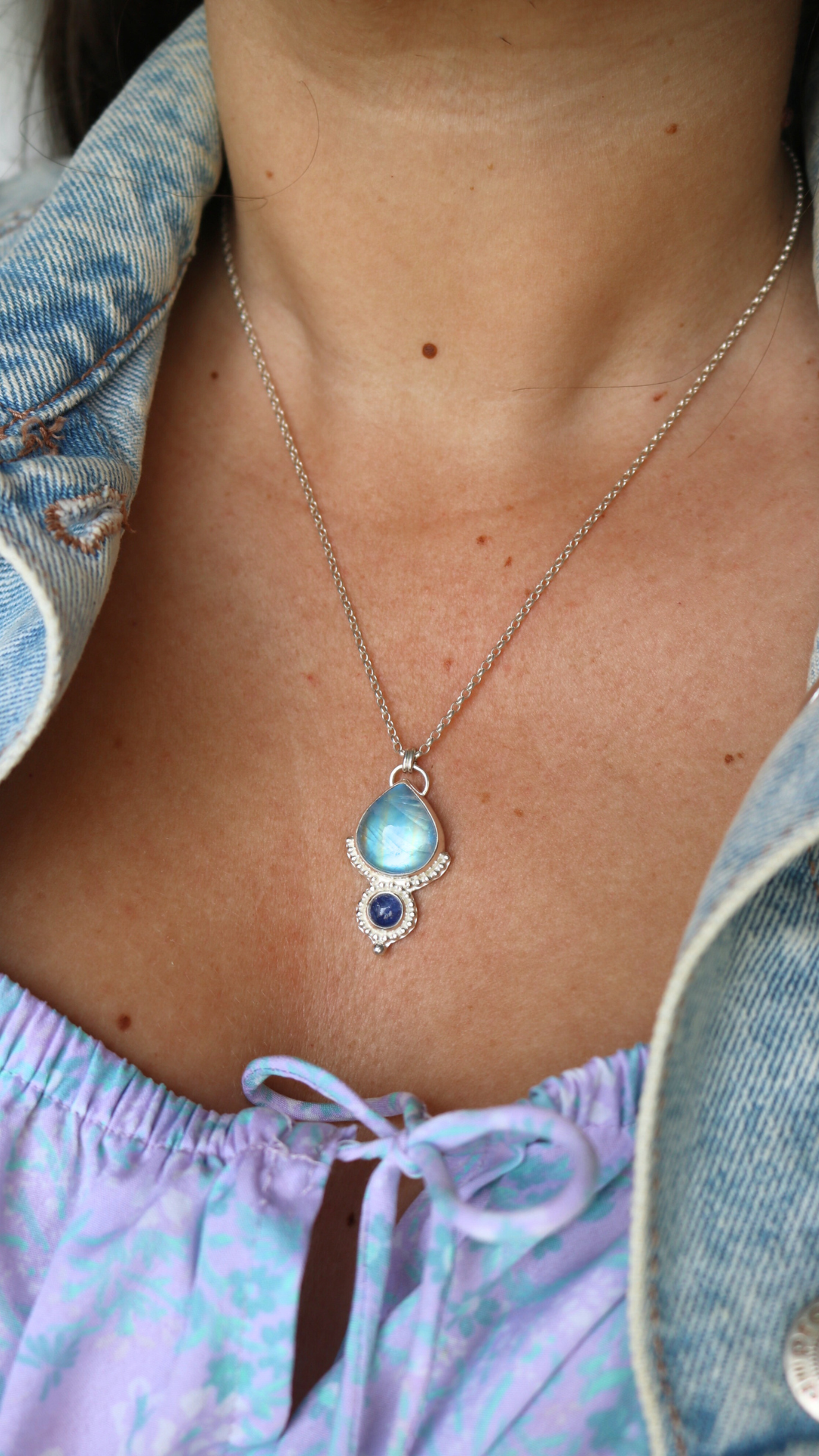 Collier Lueur astrale - Pierre de lune & tanzanite - Argent 925