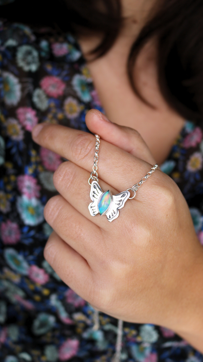 Collier - Papillon Atlas - Opale welo & argent 925