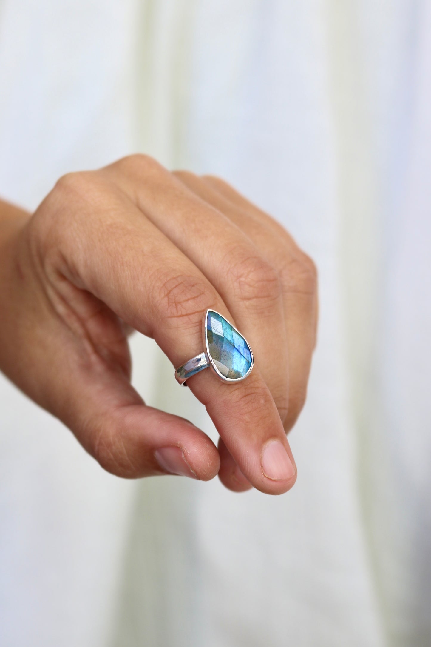 Bague clarté - Labradorite & argent - Taille ajustable