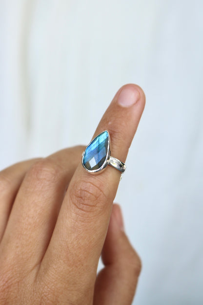Bague clarté - Labradorite & argent - Taille ajustable