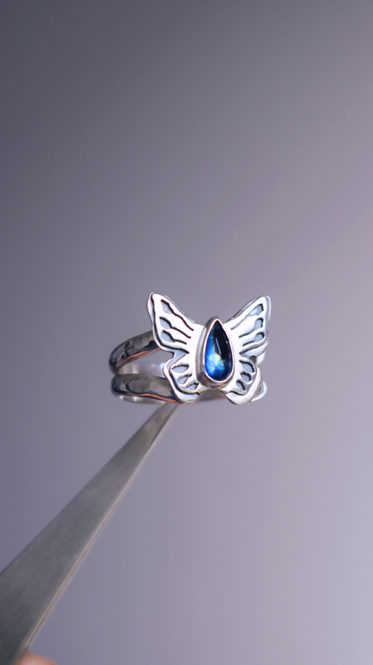 Bague - Papillon Monarque - Labradorite - Taille 60/61
