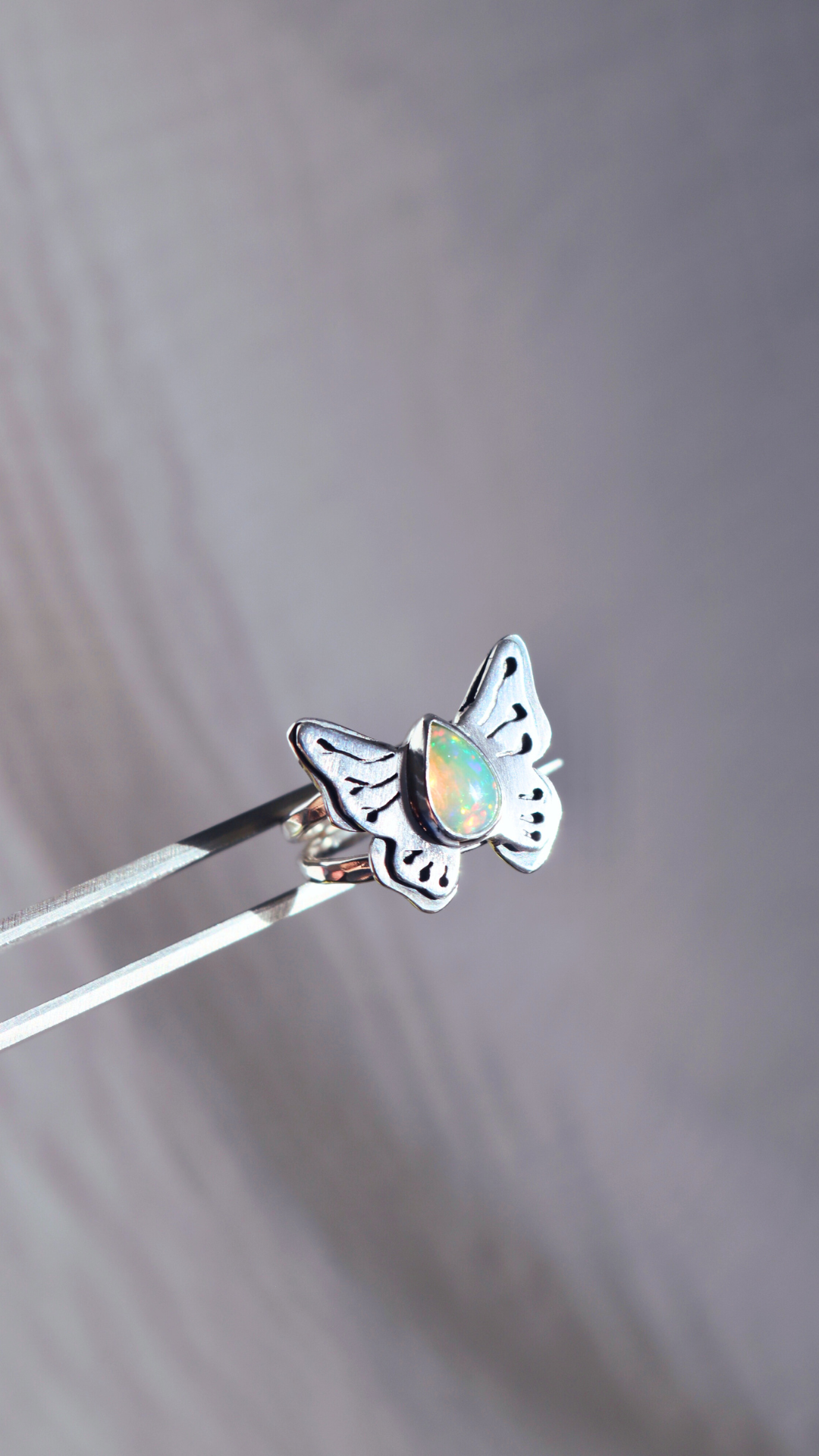 Bague - Papillon L'Envolée - Opale welo - Taille ajustable
