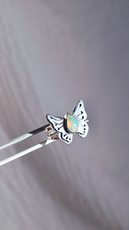 Bague - Papillon L'Envolée - Opale welo - Taille ajustable