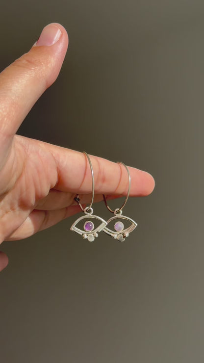 Boucles d'oreilles Oeil de protection - Argent 925 & Améthyste